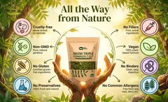 Neem Triple Complex T Cut, Blend of Neem Leaves, Bark, Flower (80:10: 10) 4 pack