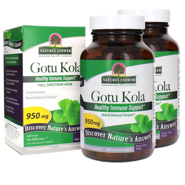 Gotu Kola 950mg 2X90 Vegetarian Capsules Nature’s Answer Kosher Pennywort