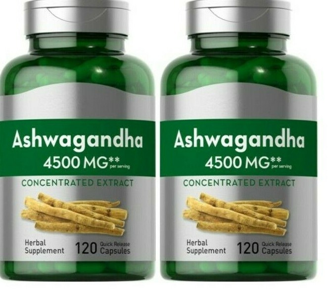 Ashwagandha 4500mg 2X120 or 1X240 Caps and Bioperine Ayurvedic Herb