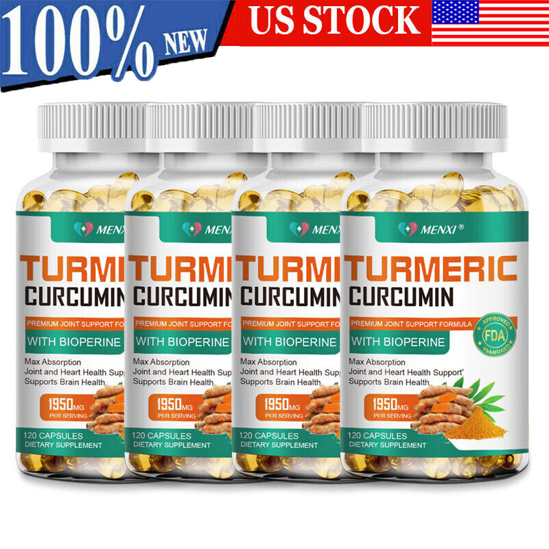 1-4×1950mg Turmeric Curcumin Capsules- Joint Support Formula, Relieve Joint Pain