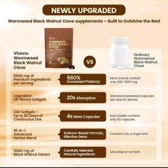 2 BOTTLES—LUXRY Vivonu Wormwood Black Walnut Cloves 240 Softgels FAST SHIPPING