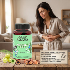 Daily All Day Triphala 1 2 3 Ratio Tablets 120 Constipation, Acidity Gas Relief