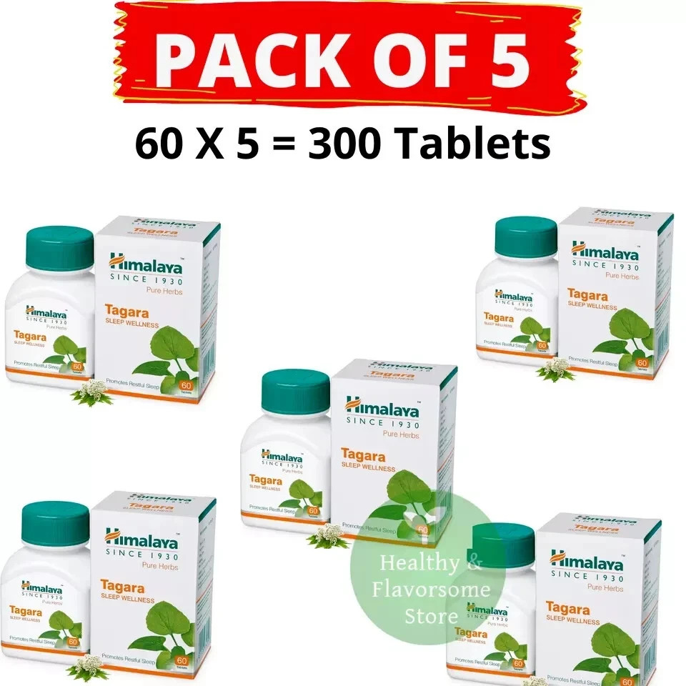 Himalaya Tagara 300 Tablets | Pack of 5 | Natural Herbal Sleep Aid | Free Shi