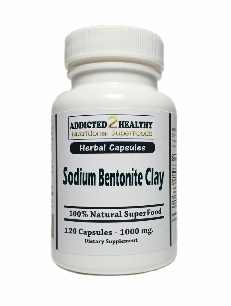 120 Sodium Bentonite Clay Capsules 1000 mg – Natural Herbal Detox