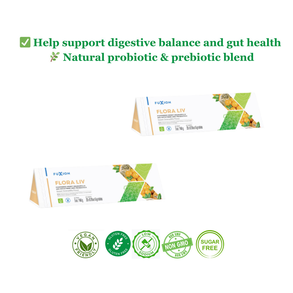 Fuxion Flora Liv Probiotic Prebiotic Drink Supports Digestive Health-28 Sachets