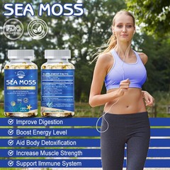Organic Sea Moss Capsules 2000mg,Irish Moss, w/ Bladderwrack Dietary Supplement