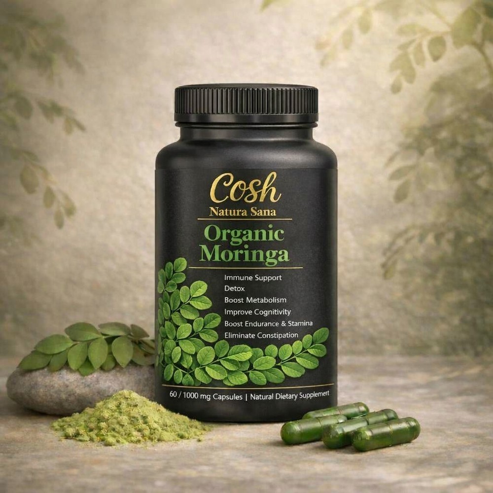 Organic Moringa 1000mg Capsules | Natural Leaf Extract | Immune & Metabolism Sup