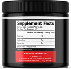 L Arginine L Citrulline Supplement Powder (3g) Nitric Oxide