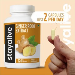 Pure Ginger Root Capsules 1000mg, 101 Extract Powder with 5% Gingerols, 120 P…