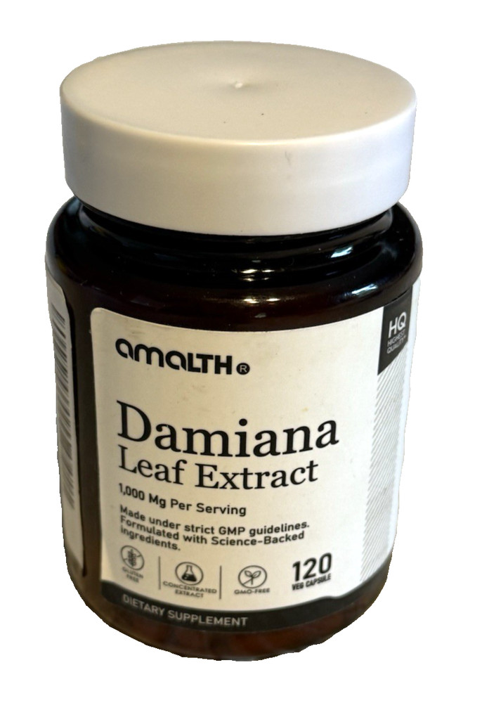 Damiana Leaf Extract – 1000 mg per Serving – 120 Veg Capsules – Ex: 9/27