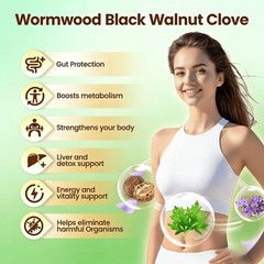 VivoNu Wormwood Black Walnut Cloves Capsules,Natural Cleanse&Metabolism Support-