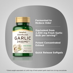 Odorless Garlic Pills 2400 mg | 250 Softgels | High Potency | by Piping Rock