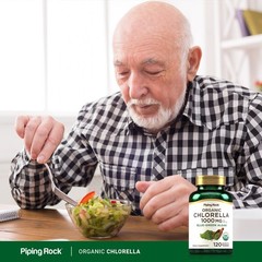 Organic Chlorella Tablets | 120 Count | 1000 mg | Non-GMO | by Piping Rock