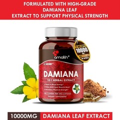Damiana Leaf Extract Powder 10000mg Capsules – 90 Count – Energy Boost
