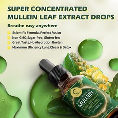 3X Mullein Leaf Extract Organic Lung Cleanse Drops for Lung Health Natural 2 OZ