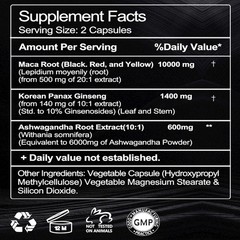 Organic Maca Root 120 Capsules 10000mg, Peruvian Maca Extract for Men & Women