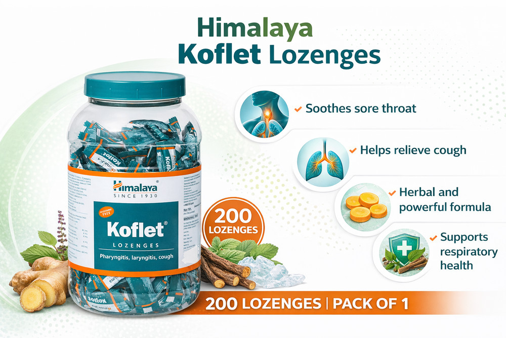 Himalaya Koflet Lozenges 200 Count Herbal Supports throat and oral comfort