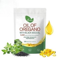 2PACK Aceite De Oregano En 300 Capsulas Con Carvacrol Timol Black Seed Oil 6000