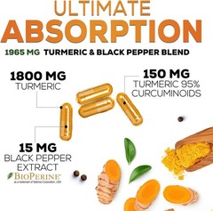 Turmeric Curcumin Highest Potency 95% 1950mg with BioPerine Black Pepper Extract