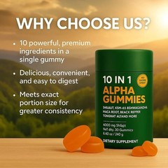 True Alpha Gummies 10 In 1 For Men | 4000mg Himalayan Alpha Shilajit Gummies …