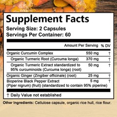 Turmeric Curcumin With Ginger & Black Pepper 580mg Vegan 30/60/120 Capsules
