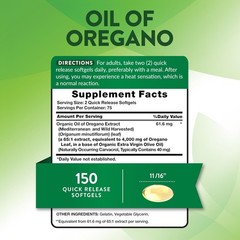 Oil of Oregano Softgels 4000 mg | 150 Count | Non-GMO | by Nature’s Truth