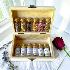 Wooden Apothecary Witchy Starter Kit, Glass Spell Bottle Herb Set