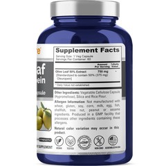 Olive Leaf Extract 750 mg – 50% Oleuropein – Vegan and Vegetarian Non-GMO – S…