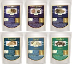 Biotic Safed Musli, Ashwagandha, Shatavari, Kaunch, Gokhru, Akarkara Powder – 30