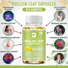 Mullein Leaf Extract 1000mg ,support Lung Cleanse Respiratory ,120 Capsules