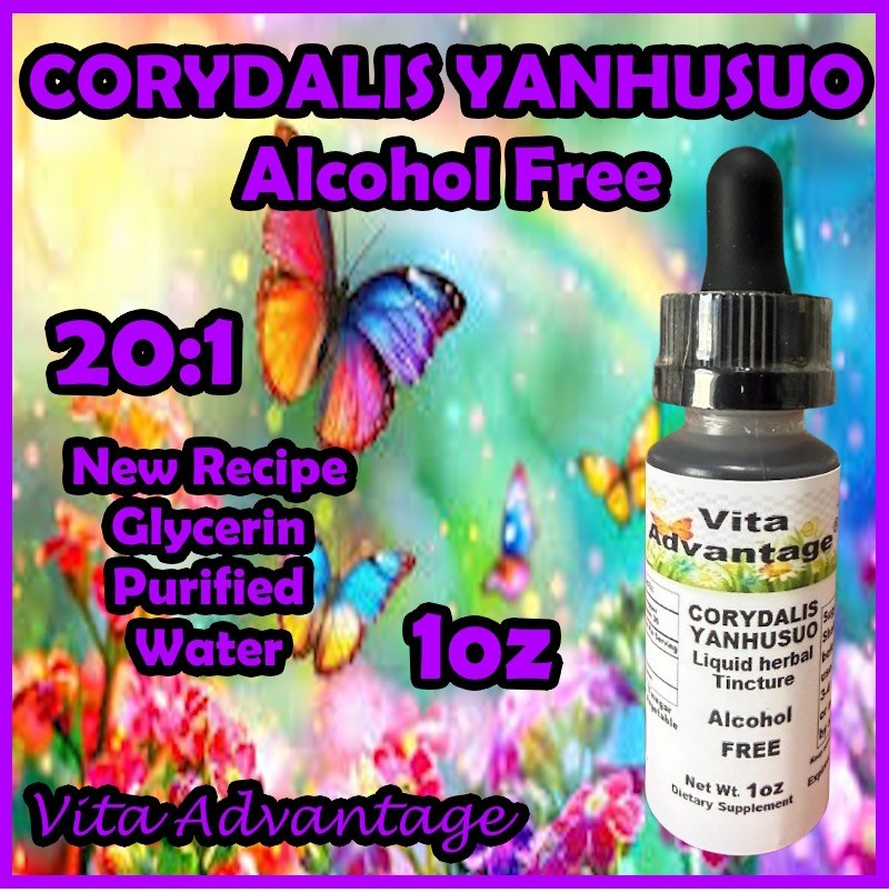 CORYDALIS YANHUSUO 20:1 Tincture StrongPainkiller/MuscleRelaxer Alcohol Free 1oz