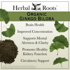 Herbal Roots Organic Ginkgo Biloba Made with Pure 60 Count (Pack of 1)