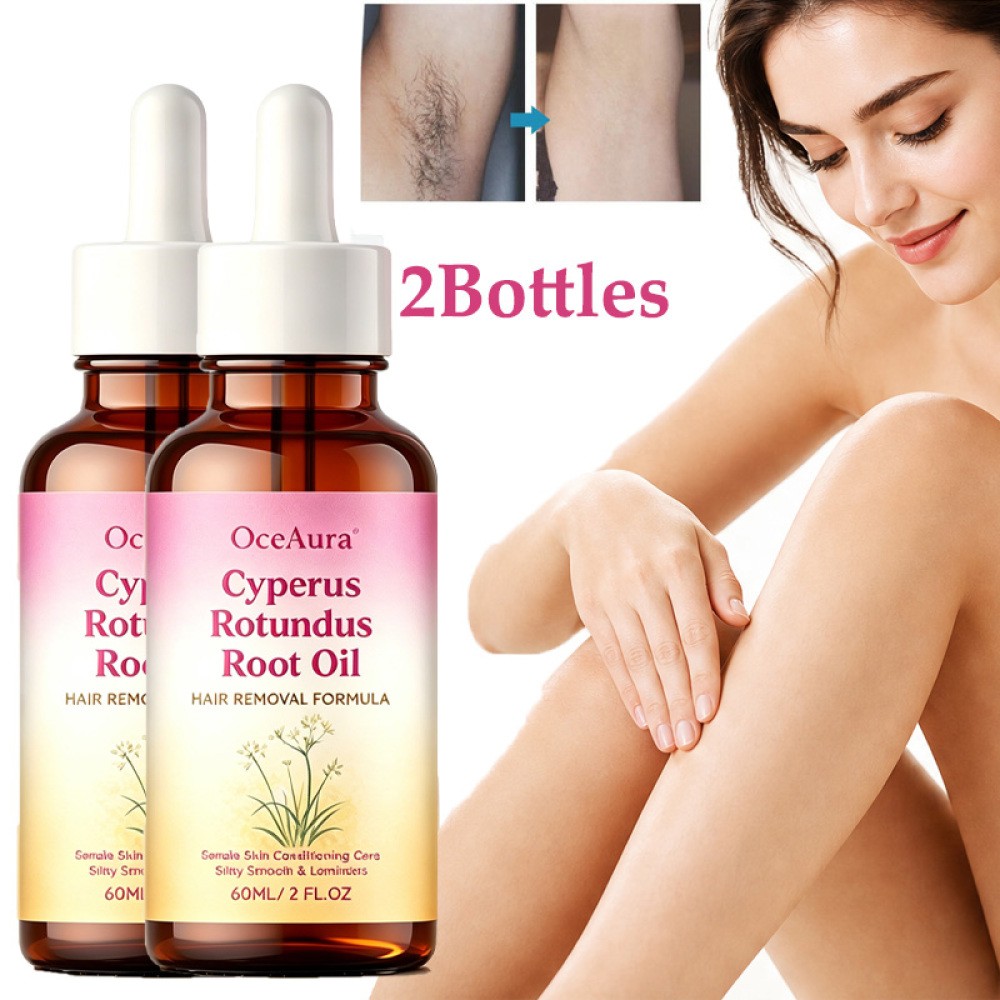 2PCS Cyperus Rotundus Oil, Natural Hair Removal Formula, 60mlX2 Hair Removal