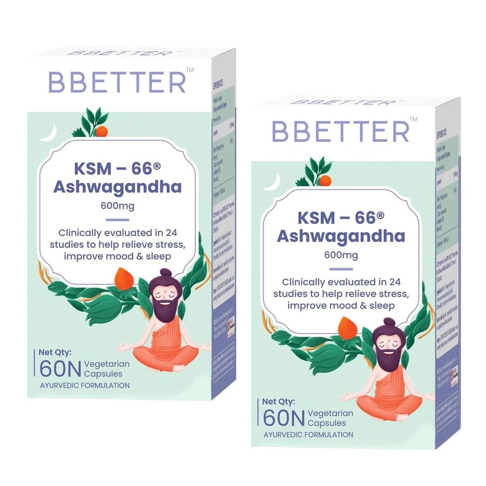 BBETTER Ashwagandha KSM-66 600mg | Stress Sleep Anxiety Relief 120 Caps O948