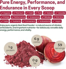 1 lb Organic Beetroot Powder – Antioxidant-Rich Superfood for Energy & Wellness