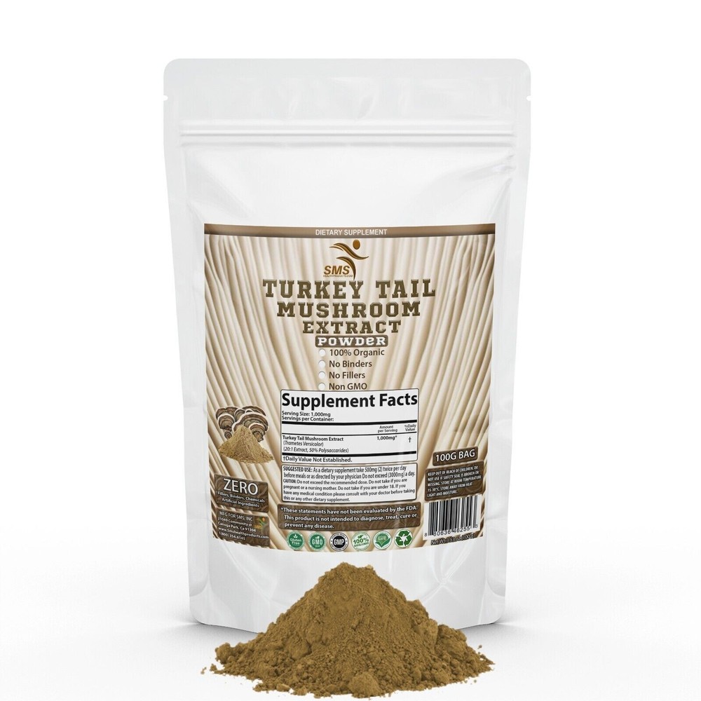 Turkey Tail Mushroom Extract 60% Polysacharrides Boost Gut Health 100G Powder