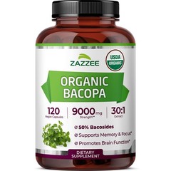 USDA Organic Bacopa 30:1 Extract, 50% Bacosides, 120 Vegan Capsules, 4 Month …