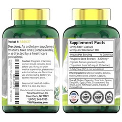 Fenugreek Extracto de Semilla en Polvo 3200mg 180 Cápsulas | 6 Meses