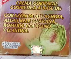 Crema Reductora con Alcachofas algas kelp ,guarana, Romero,colágeno y elastina