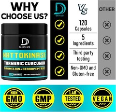 4-in-1 Nattokinase 2000 Fu, Turmeric, Bromelain, 120 Count (Pack of 1)