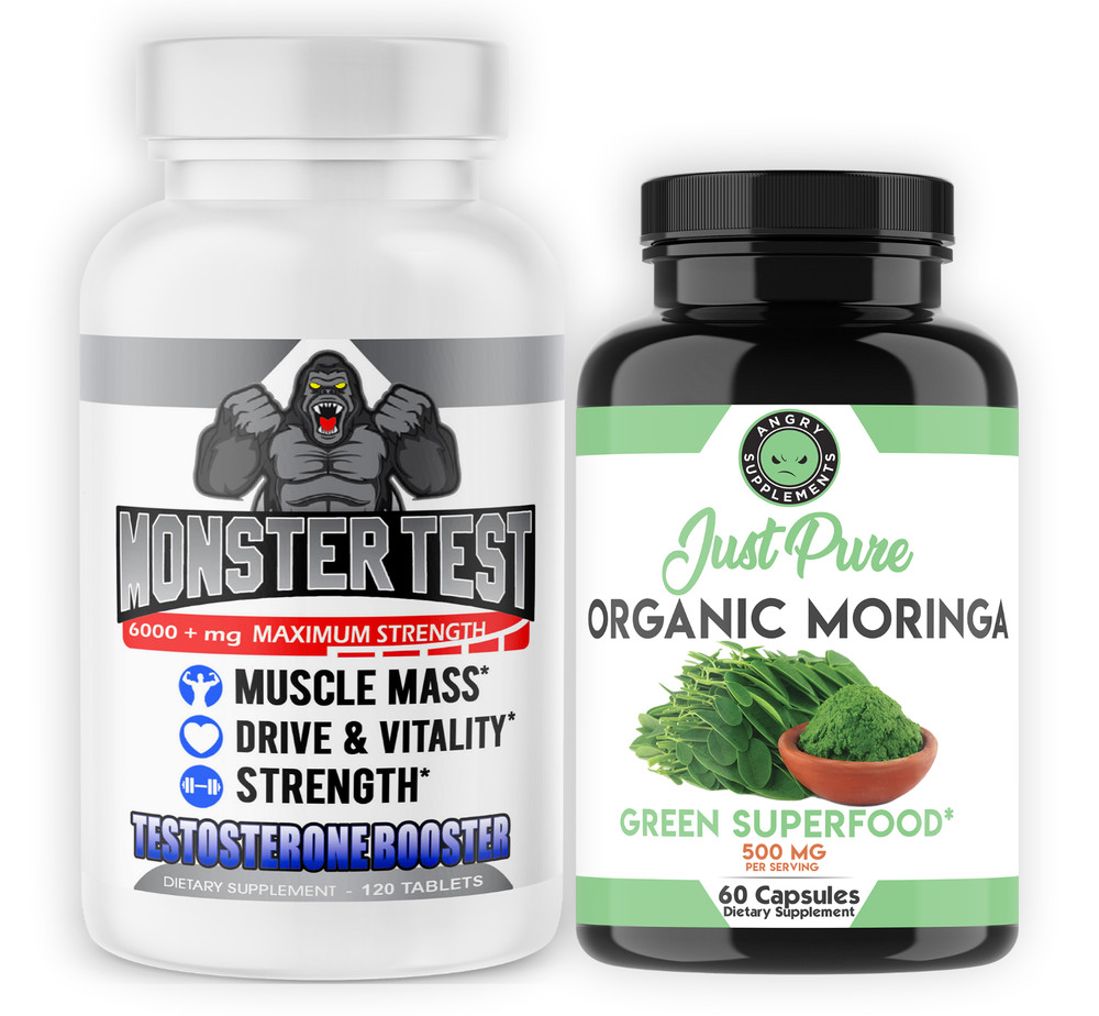Monster Test 120ct for Men + Organic Morgina Green Super Food Health (2 pack)