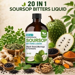 Soursop Bitters Liquid 20-in-1 Herbal Formula | Sugar Free | 16 oz (Pack of 2)