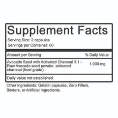 120 Avocado Seed + Activated Charcoal Capsules – Digestion, Detox, Fiber & More!