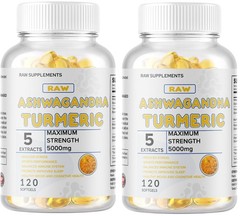 Organic Ashwagandha Capsules 5000mg Strong Stress & Adrenal Support 240 Softgels