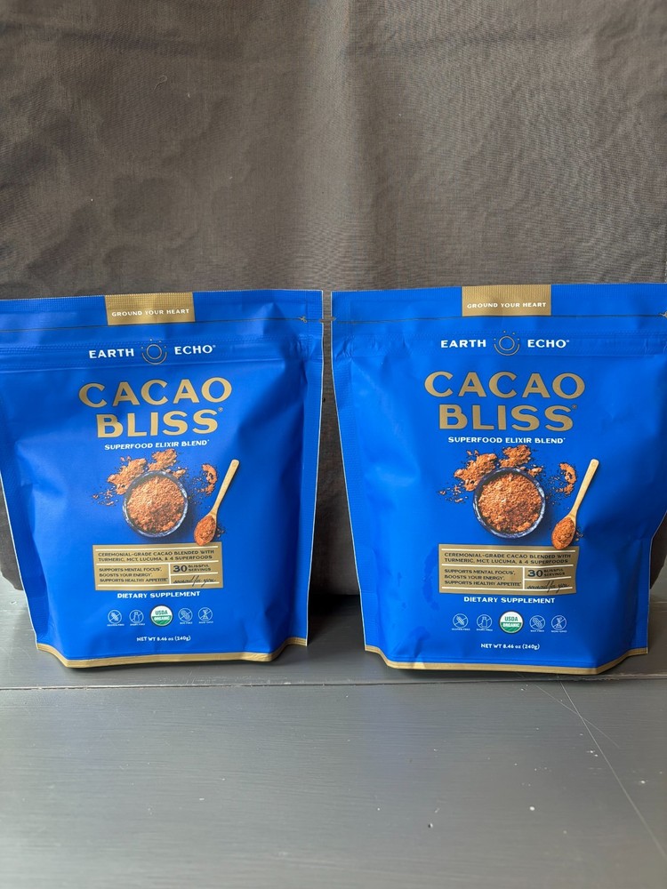 Earth Echo Cacao Bliss – Ceremonial Grade Organic Cacao Powder w/ MCT Oil 2-PACK