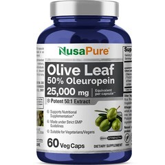 NusaPure Olive Leaf 501 Extract 500 mg Equivalent to 25000mg – 50% Oleuropein…