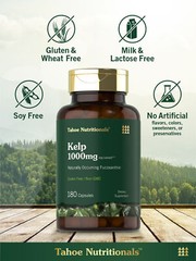 Kelp Capsules 1000mg | 180 Count | Non-GMO, Gluten Free | by Tahoe Nutritionals