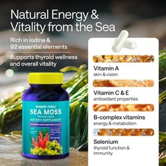 2 Pack Wonder Family Sea Moss 500 mg Chondrus Crispus – 120 Capsules *EXP 08/26*