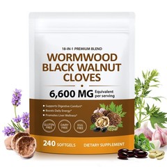 Black Walnut Wormwood Softgels – 18-in-1 Advanced 240 Count (Pack of 1)