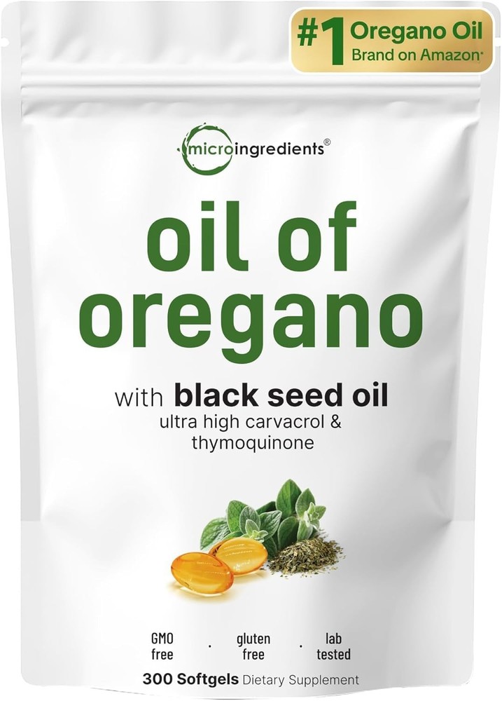 Micro Ingredients Oil of Oregano Softgels, 300 Count | 2 in 1 Formulated with…